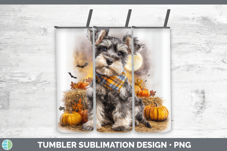 Miniature Schnauzer Tumbler Dogs 04 Bandana Halloween Sublim