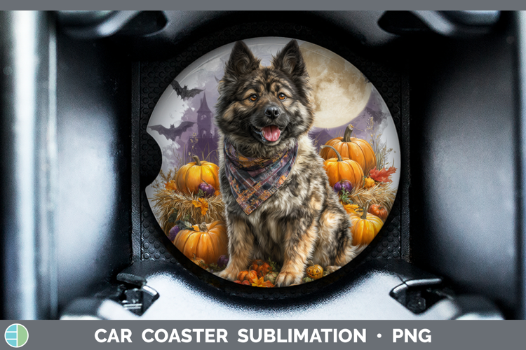 Norwegian Elkhound Car Coaster Dogs 04 Bandana Halloween Sub