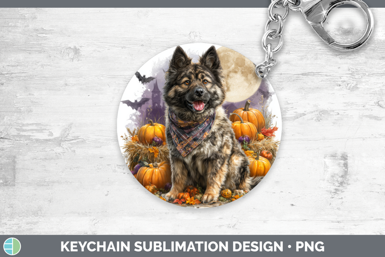 Norwegian Elkhound Keychain Dogs 04 Bandana Halloween Sublim