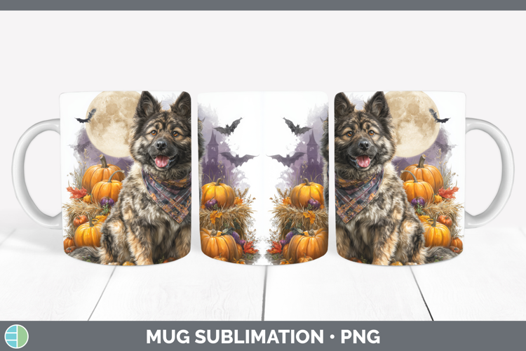Norwegian Elkhound Mug Wrap Dogs 04 Bandana Halloween Sublim