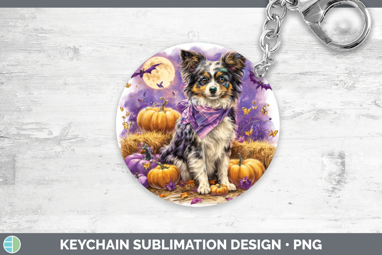Papillon Keychain Dogs 04 Bandana Halloween Sublimation Keyr