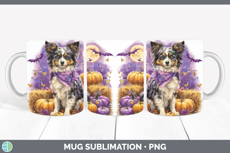 Papillon Mug Wrap Dogs 04 Bandana Halloween Sublimation Coff