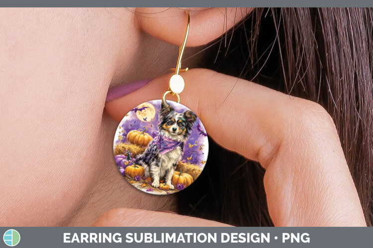 GorgeousDogs 04 Bandana Halloween Round Earrings design.