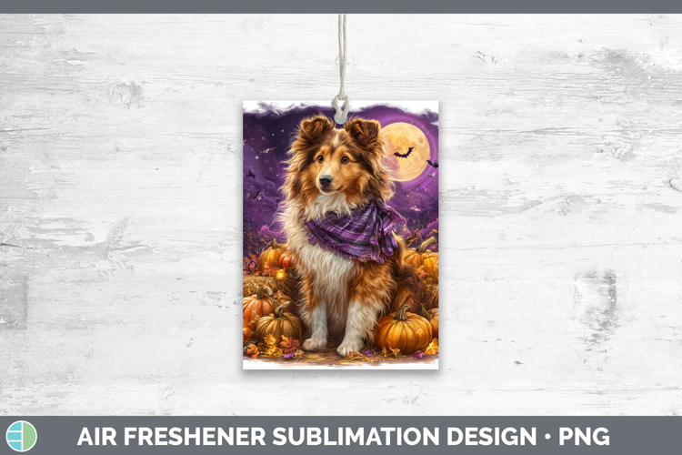 Rough Collie Air Freshener Dogs 04 Bandana Halloween Sublima
