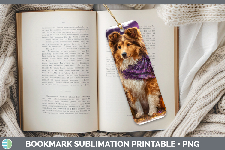 Rough Collie Bookmark Dogs 04 Bandana Halloween Sublimation