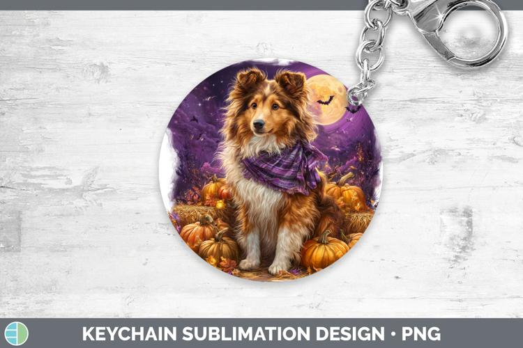 Rough Collie Keychain Dogs 04 Bandana Halloween Sublimation