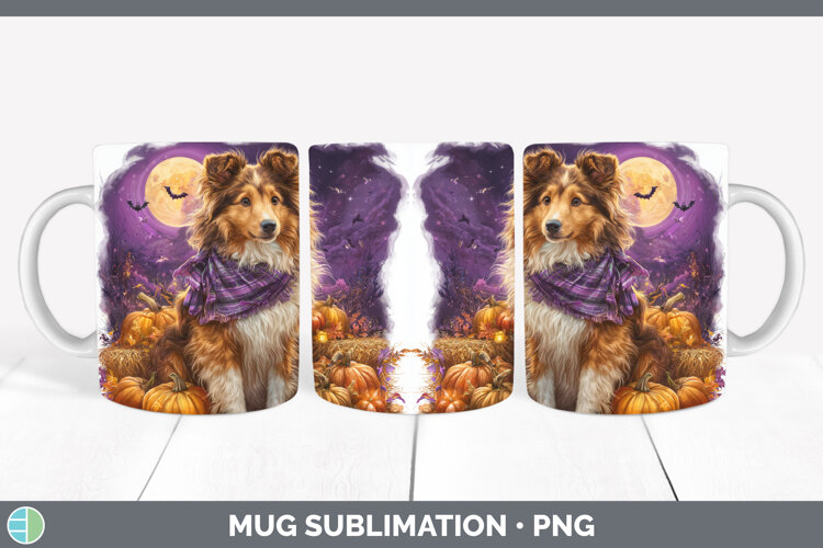 GorgeousDogs 04 Bandana Halloween Mug Wrap design.