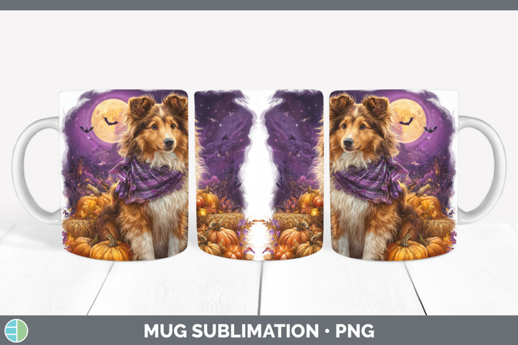 Rough Collie Mug Wrap Dogs 04 Bandana Halloween Sublimation