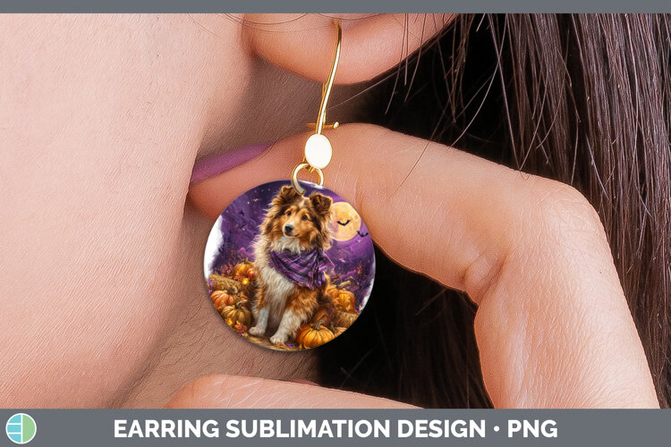 GorgeousDogs 04 Bandana Halloween Round Earrings design.