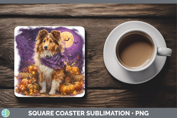 GorgeousDogs 04 Bandana Halloween Square Coaster design.