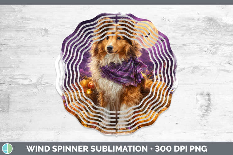 Rough Collie Wind Spinner Dogs 04 Bandana Halloween Sublimat