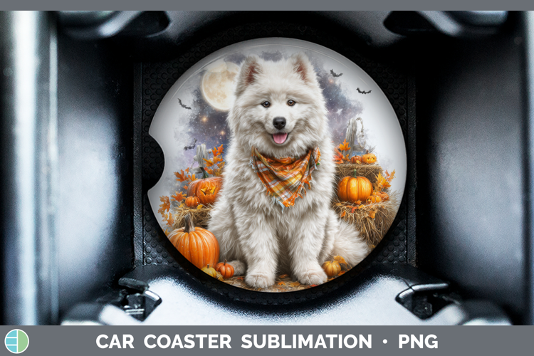 Samoyed Car Coaster Dogs 04 Bandana Halloween Sublimation D