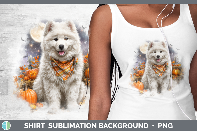 Samoyed Shirt Dogs 04 Bandana Halloween Sublimation Backgrou