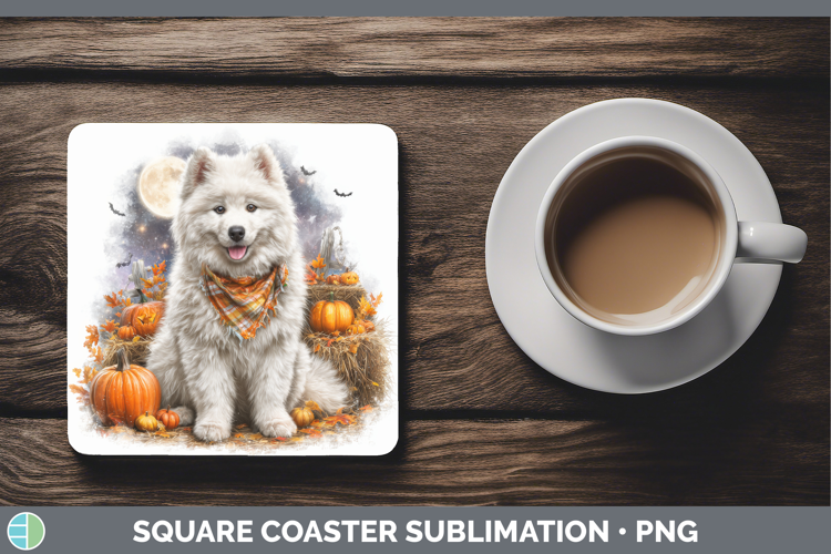 Samoyed Square Coaster Dogs 04 Bandana Halloween Sublimation