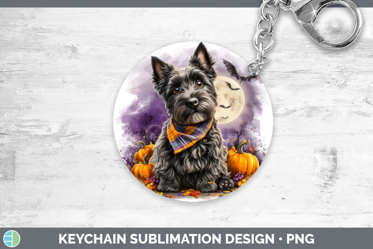 Scottish Terrier Keychain Dogs 04 Bandana Halloween Sublimat