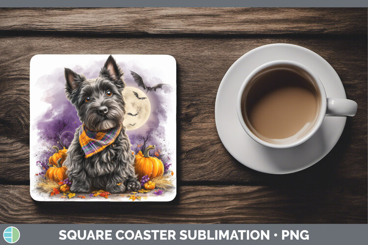 GorgeousDogs 04 Bandana Halloween Square Coaster design.