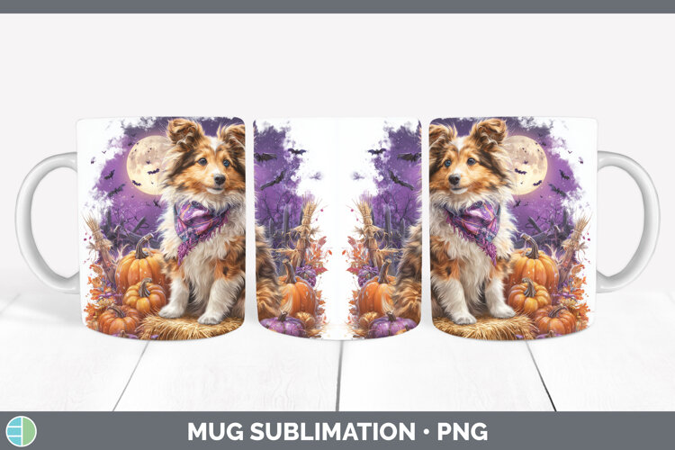 GorgeousDogs 04 Bandana Halloween Mug Wrap design.