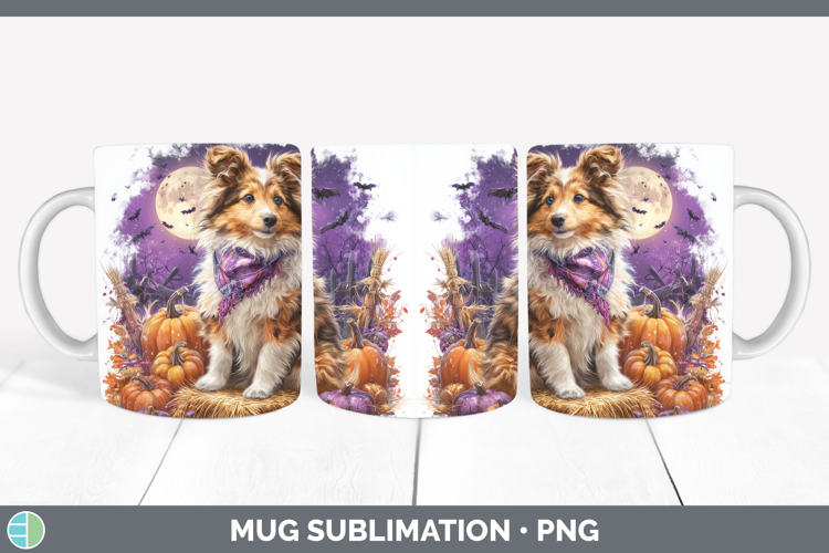 Shetland Sheepdog Mug Wrap Dogs 04 Bandana Halloween Sublima