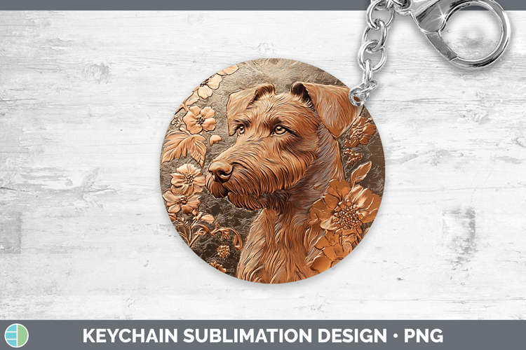 Dogs 04 Copper Relief Airedale Terrier Keychain Sublimation