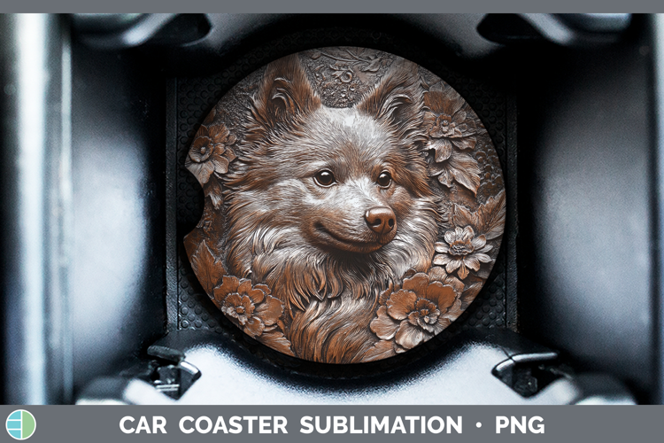 Dogs 04 Copper Relief American Eskie Car Coaster Sublimation