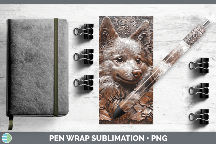 Dogs 04 Copper Relief American Eskie Pen Wrap Sublimation Pe