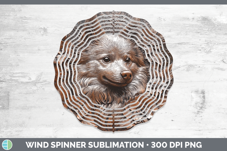 Dogs 04 Copper Relief American Eskie Wind Spinner Sublimatio