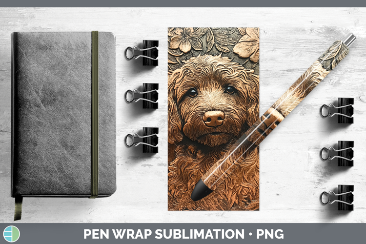 Dogs 04 Copper Relief Bernedoodle Pen Wrap Sublimation Pen D