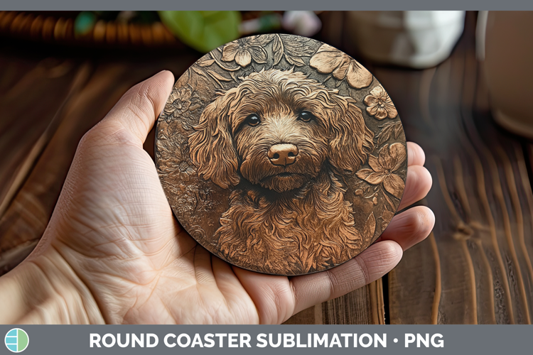 Dogs 04 Copper Relief Bernedoodle Round Coaster Sublimation