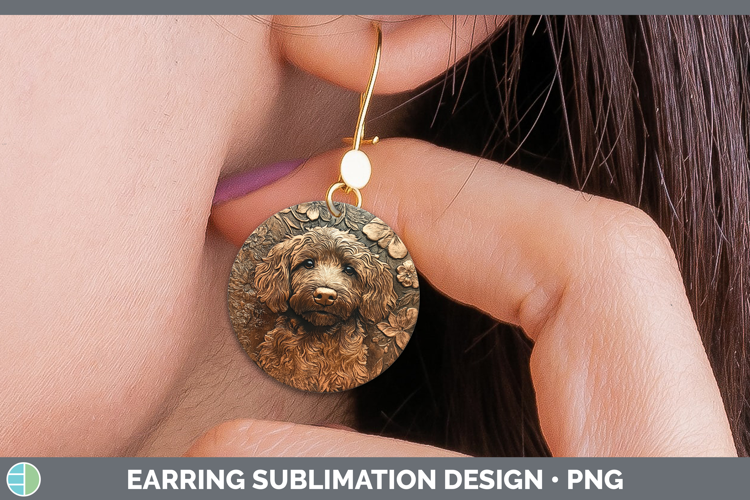 Dogs 04 Copper Relief Bernedoodle Round Earrings Sublimation