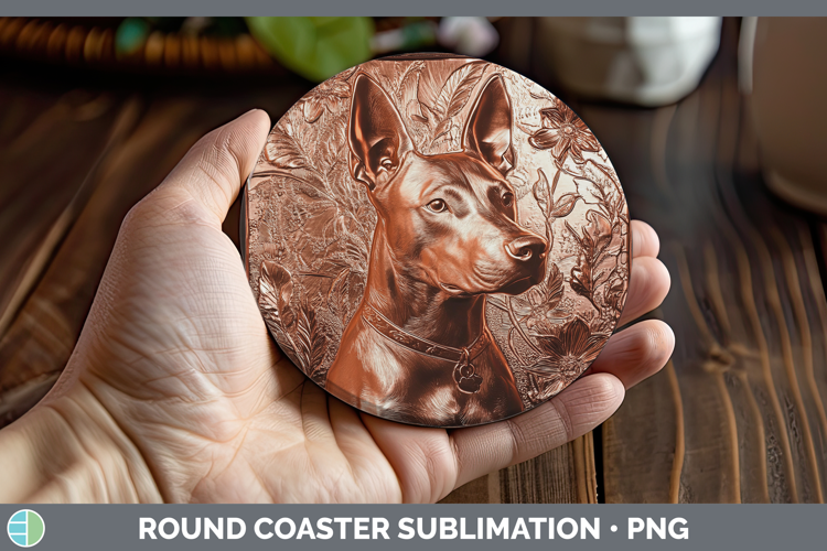 Dogs 04 Copper Relief Bull Terrier Round Coaster Sublimation