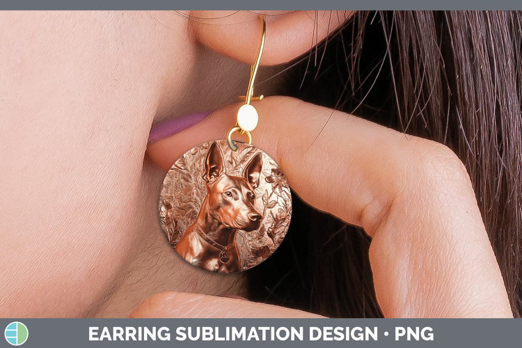 Dogs 04 Copper Relief Bull Terrier Round Earrings Sublimatio