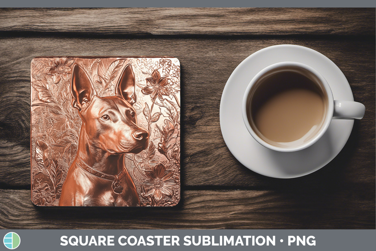 Dogs 04 Copper Relief Bull Terrier Square Coaster Sublimatio