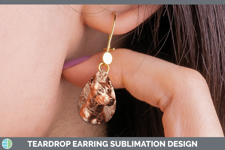 Dogs 04 Copper Relief Bull Terrier Teardrop Earrings Sublima
