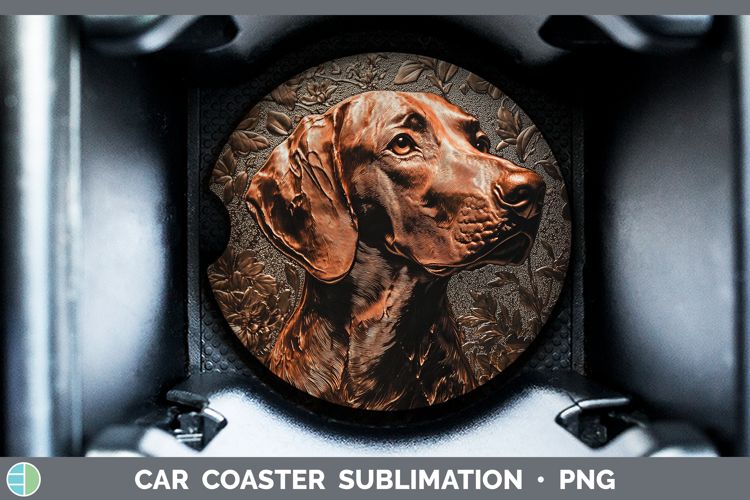 Dogs 04 Copper Relief English Coonhound Car Coaster Sublimat