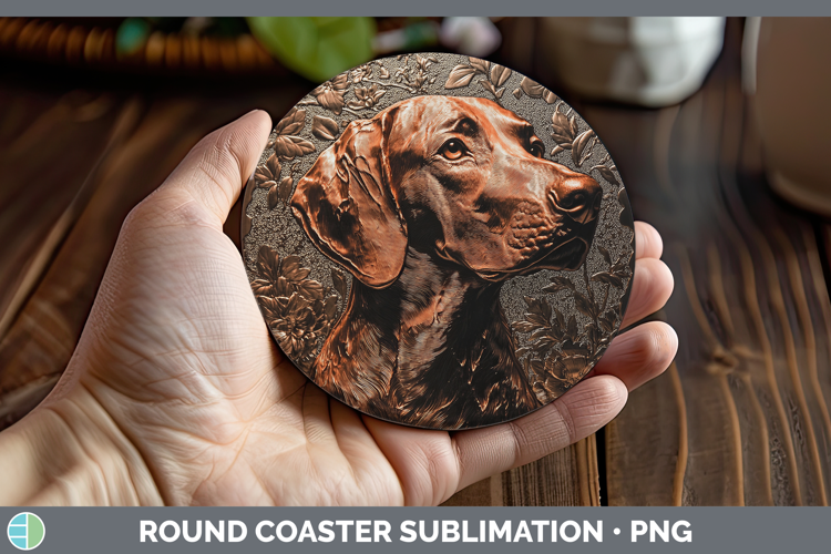 Dogs 04 Copper Relief English Coonhound Round Coaster Sublim