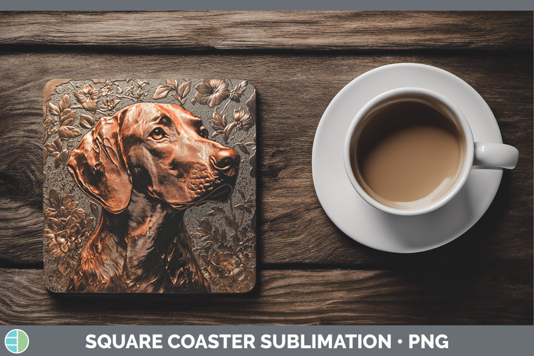 Dogs 04 Copper Relief English Coonhound Square Coaster Subli