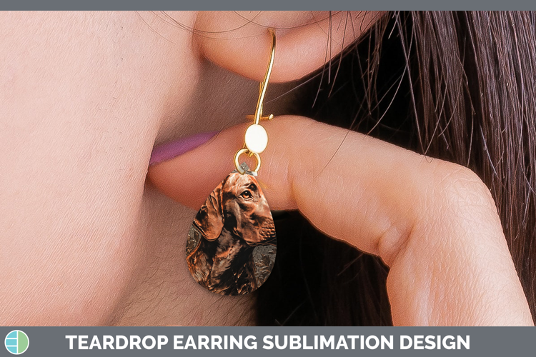 Dogs 04 Copper Relief English Coonhound Teardrop Earrings Su
