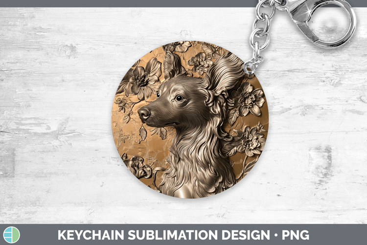 Dogs 04 Copper Relief Hairless Chinese Crested Keychain Subl