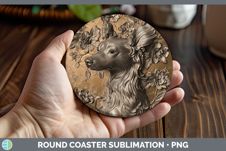 GorgeousDogs 04 Copper Relief Round Coaster design.