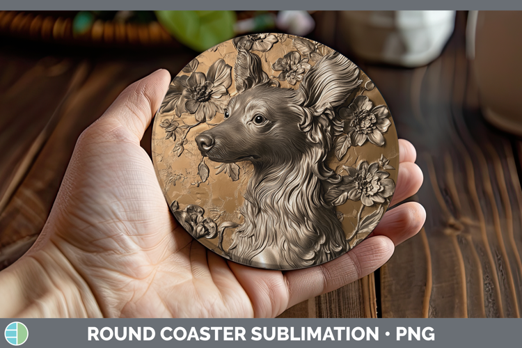 Dogs 04 Copper Relief Hairless Chinese Crested Round Coaster