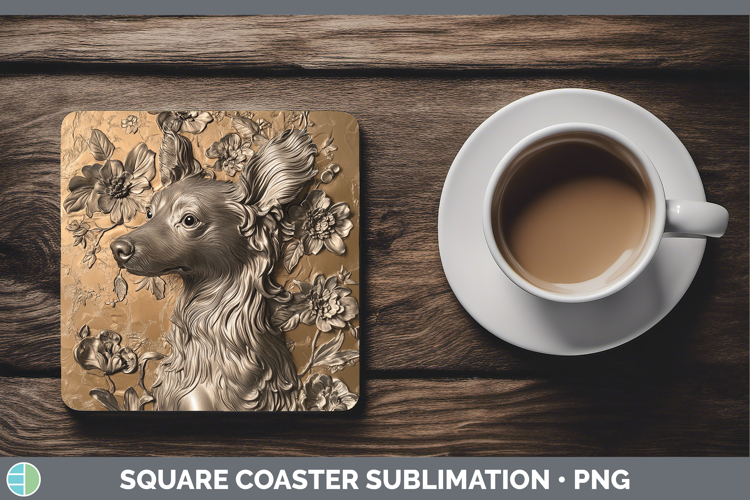 Dogs 04 Copper Relief Hairless Chinese Crested Square Coaste