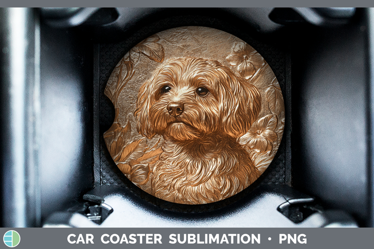 Dogs 04 Copper Relief Havanese Car Coaster Sublimation Desi