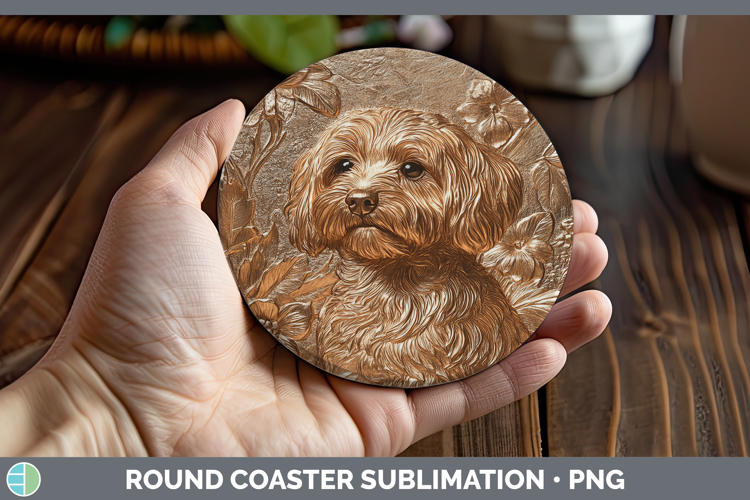 Dogs 04 Copper Relief Havanese Round Coaster Sublimation Coa
