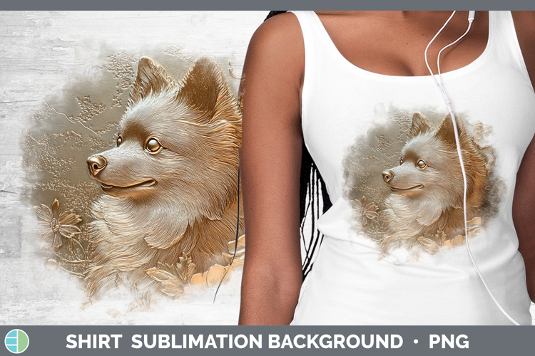 Dogs 04 Copper Relief Japanese Spitz Shirt Sublimation Subli
