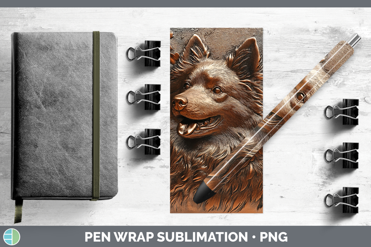 Dogs 04 Copper Relief Keeshond Pen Wrap Sublimation Pen Desi