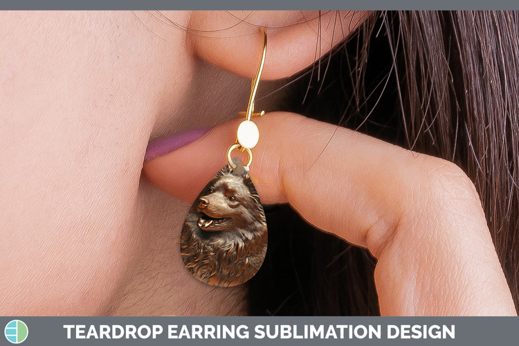 Dogs 04 Copper Relief Keeshond Teardrop Earrings Sublimation