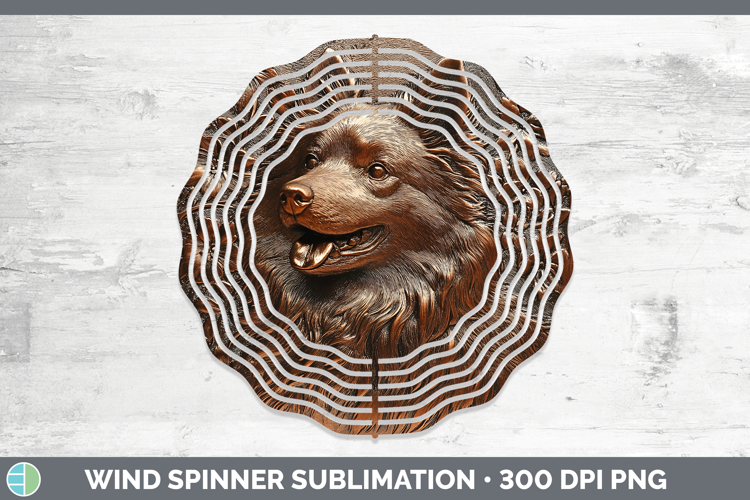 Dogs 04 Copper Relief Keeshond Wind Spinner Sublimation Spin