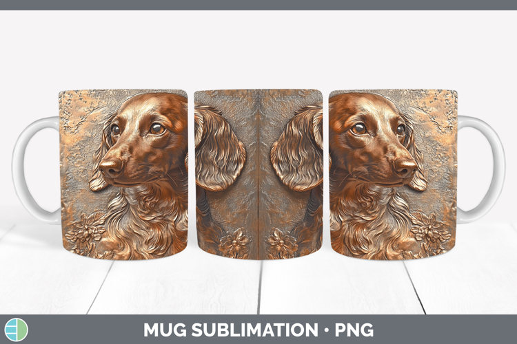 Dogs 04 Copper Relief Long-haired Dachshund Mug Wrap Sublima