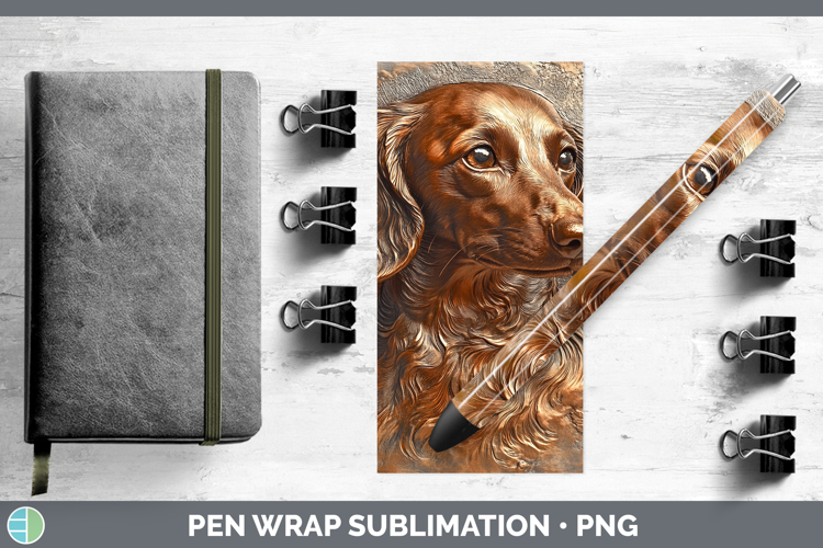 Dogs 04 Copper Relief Long-haired Dachshund Pen Wrap Sublima