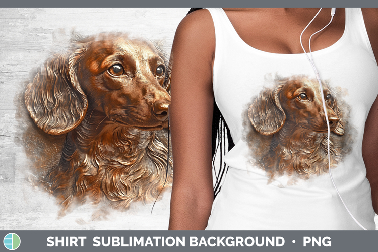 Dogs 04 Copper Relief Long-haired Dachshund Shirt Sublimatio
